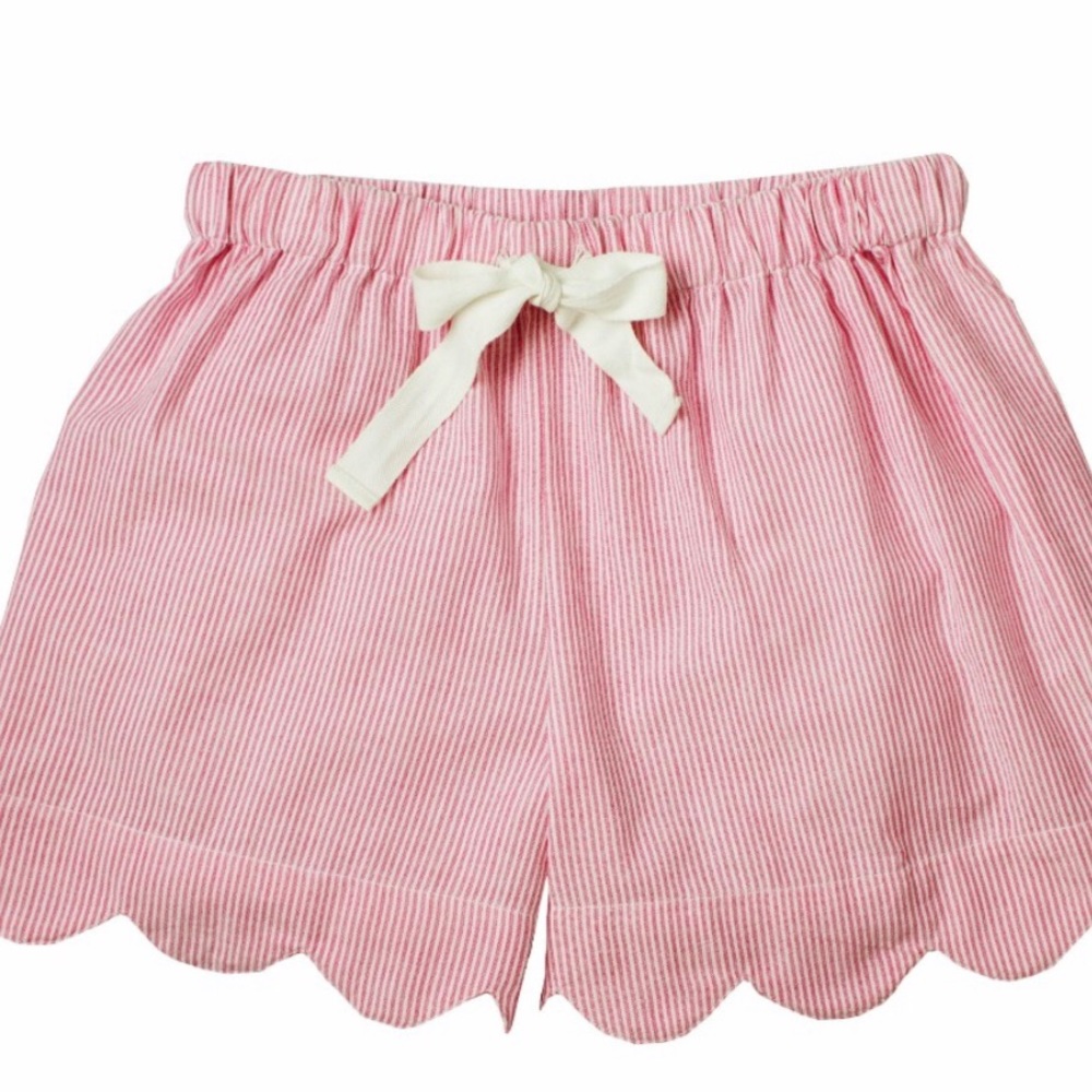 New Seersucker Pink Scalloped Boxer Shorts